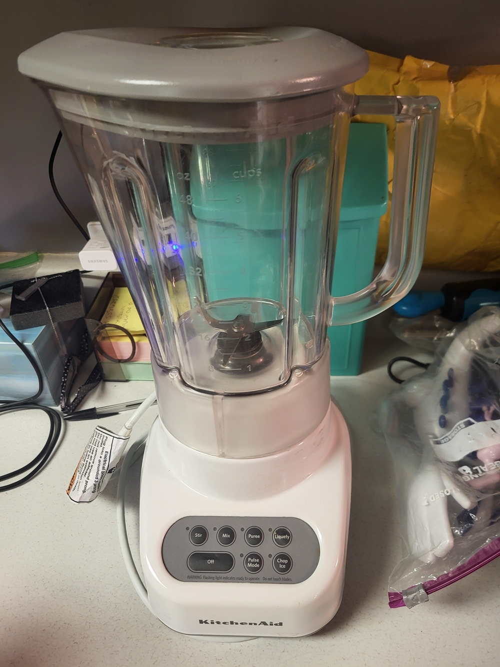 KitchenAid KSB540WH0 4-Speed Blender WHITE Plastic Pitcher Tested And Working
